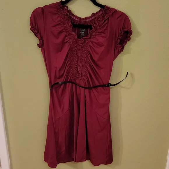 blue dress for baby girl Juniors Two Piece Maroon Long Prom Dress with Tulle Skirt main image 1